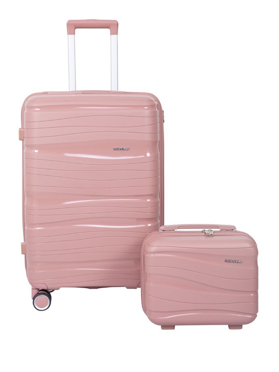 

Polo Class Set Of 2 Hard Sided Medium Trolly Bags & Vanity Bag, Rose gold