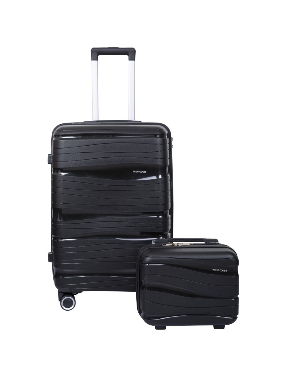 

Polo Class Set Of 2 Hard Sided Large Trolley Bags & Vanity Bag, Black