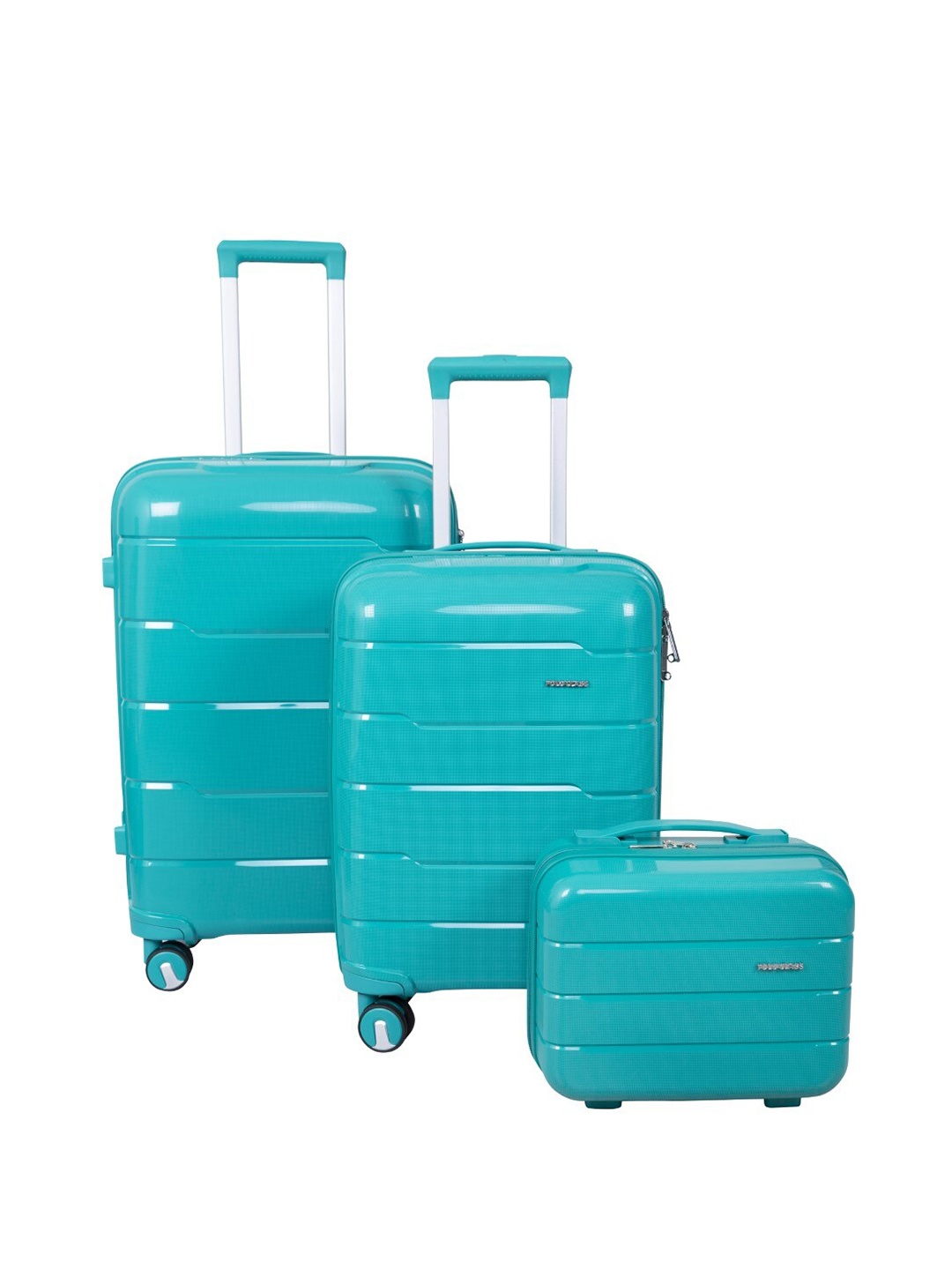

Polo Class Set Of 3 Hard-Sided Trolley Suitcases & 1 Vanity Bags-50 L, Sea green
