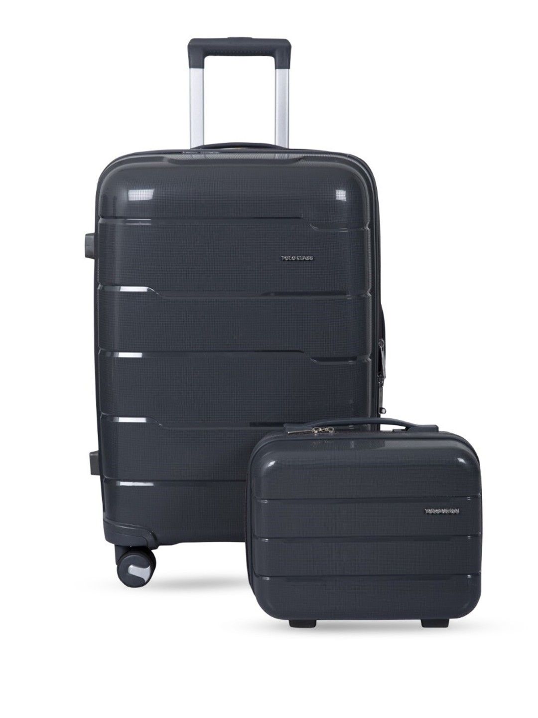 

Polo Class Set Of 2 Textured Hard-Sided Trolley Suitcases With Vanity Bag, Grey