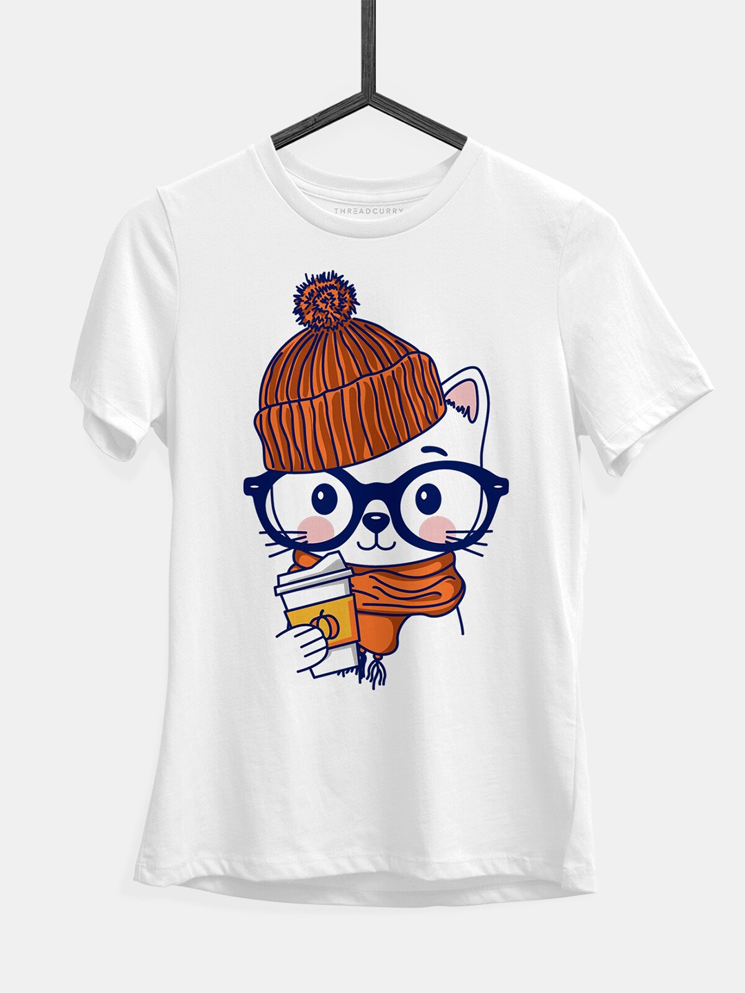 

THREADCURRY Girls Graphic Printed Cotton T-shirt, White