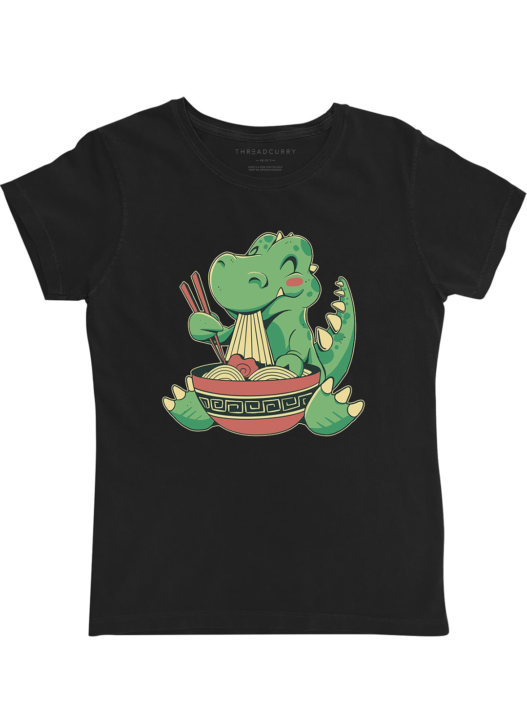 

THREADCURRY Girls Graphic Printed Cotton T-Shirt, Black