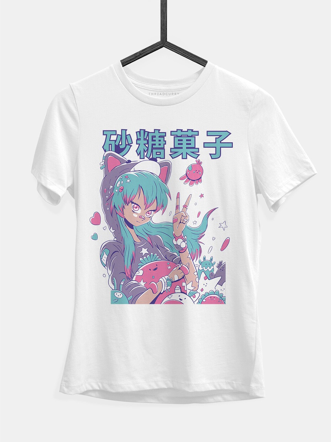 

THREADCURRY Girls Graphic Printed Cotton T-Shirt, White