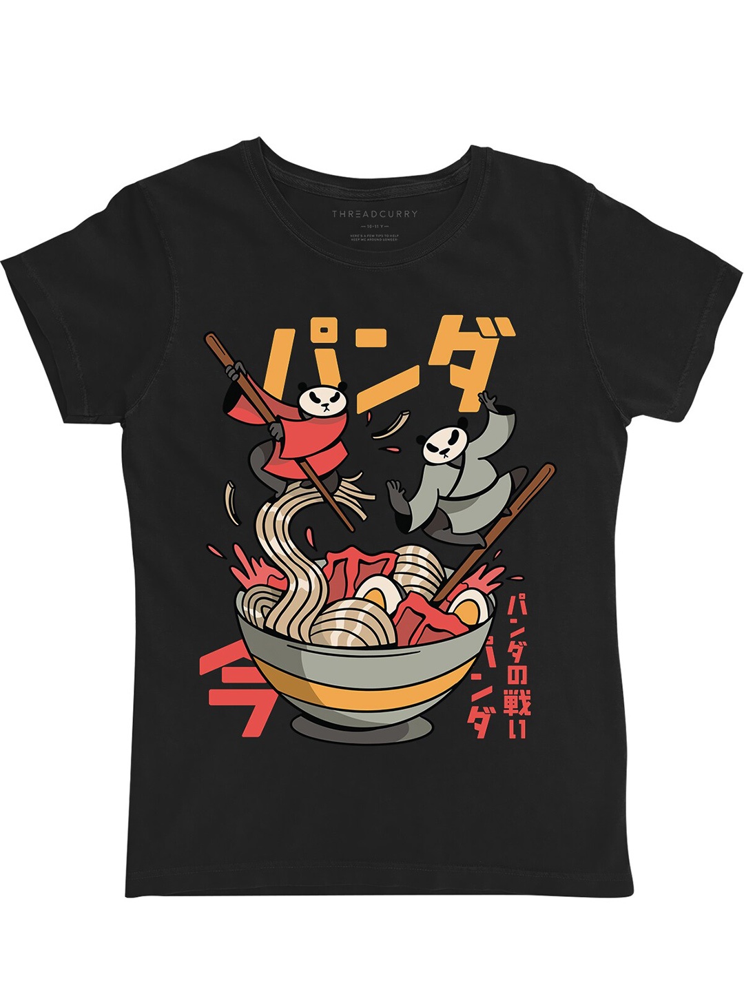 

THREADCURRY Girls Graphic Printed Cotton T-Shirt, Black