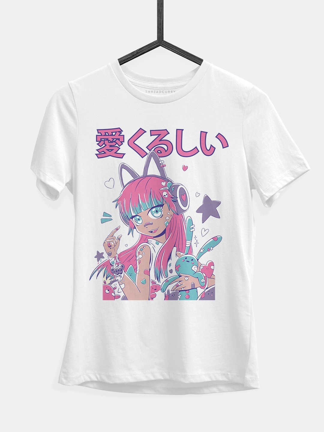 

THREADCURRY Girls Graphic Printed Cotton T-Shirt, White