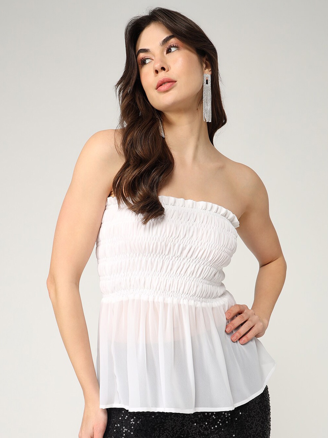 

Zima Leto Strapless Smocked Tube Top, White