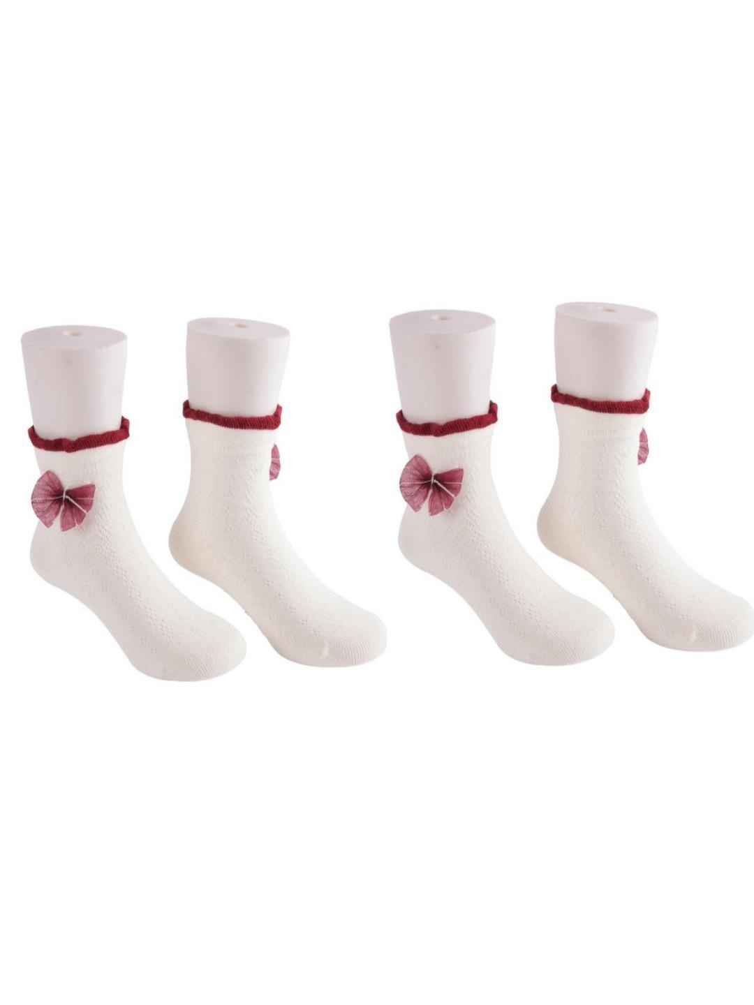 

Yellow Bee Girls Pack Of 2 Embellished Cotton Crew Length Socks, White