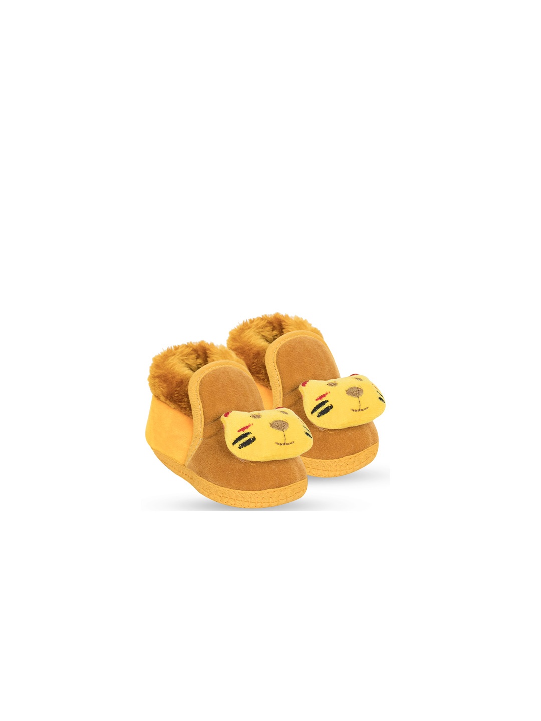 

BAESD Infants Lion Face Detailed Velvet Booties, Yellow