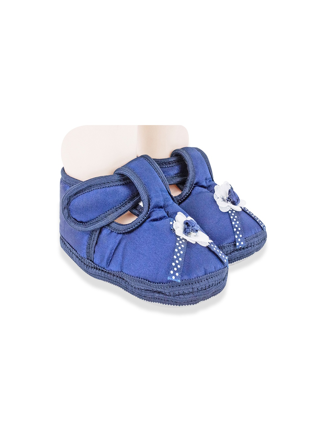 

BAESD Infants Flower Detailed Satin Booties, Blue