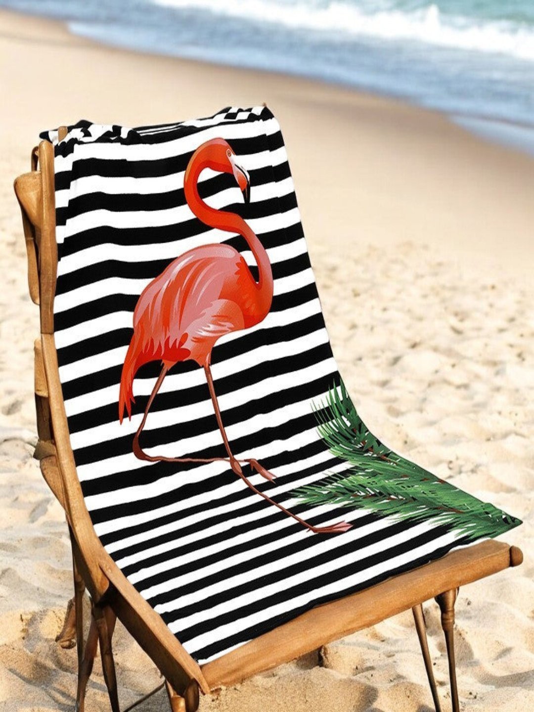 

Yellow Bee Girls Black & White Striped Flamigo 250 GSM Bath Towels