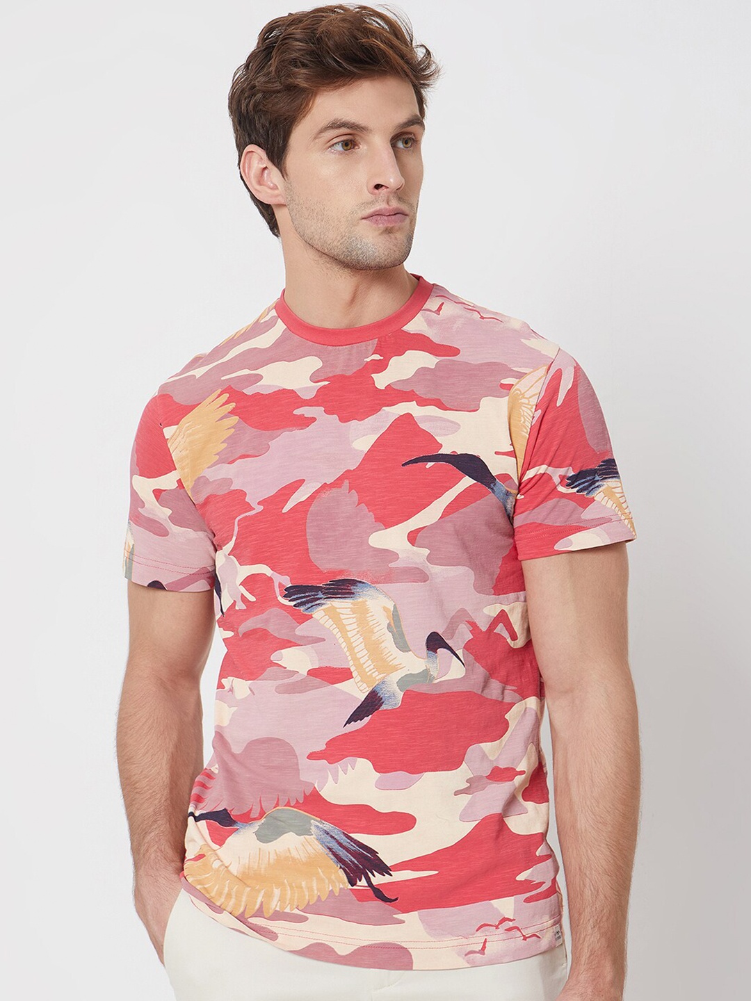 

Mufti Abstract Printed Pure Cotton Slim Fit T-shirt, Pink