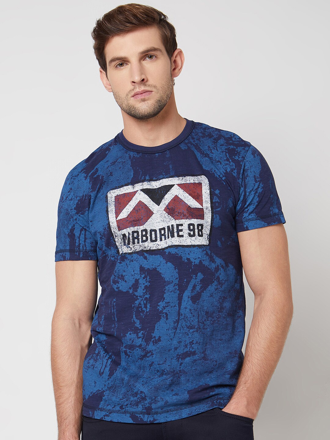 

Mufti Abstract Printed Pure Cotton Slim Fit T-shirt, Navy blue