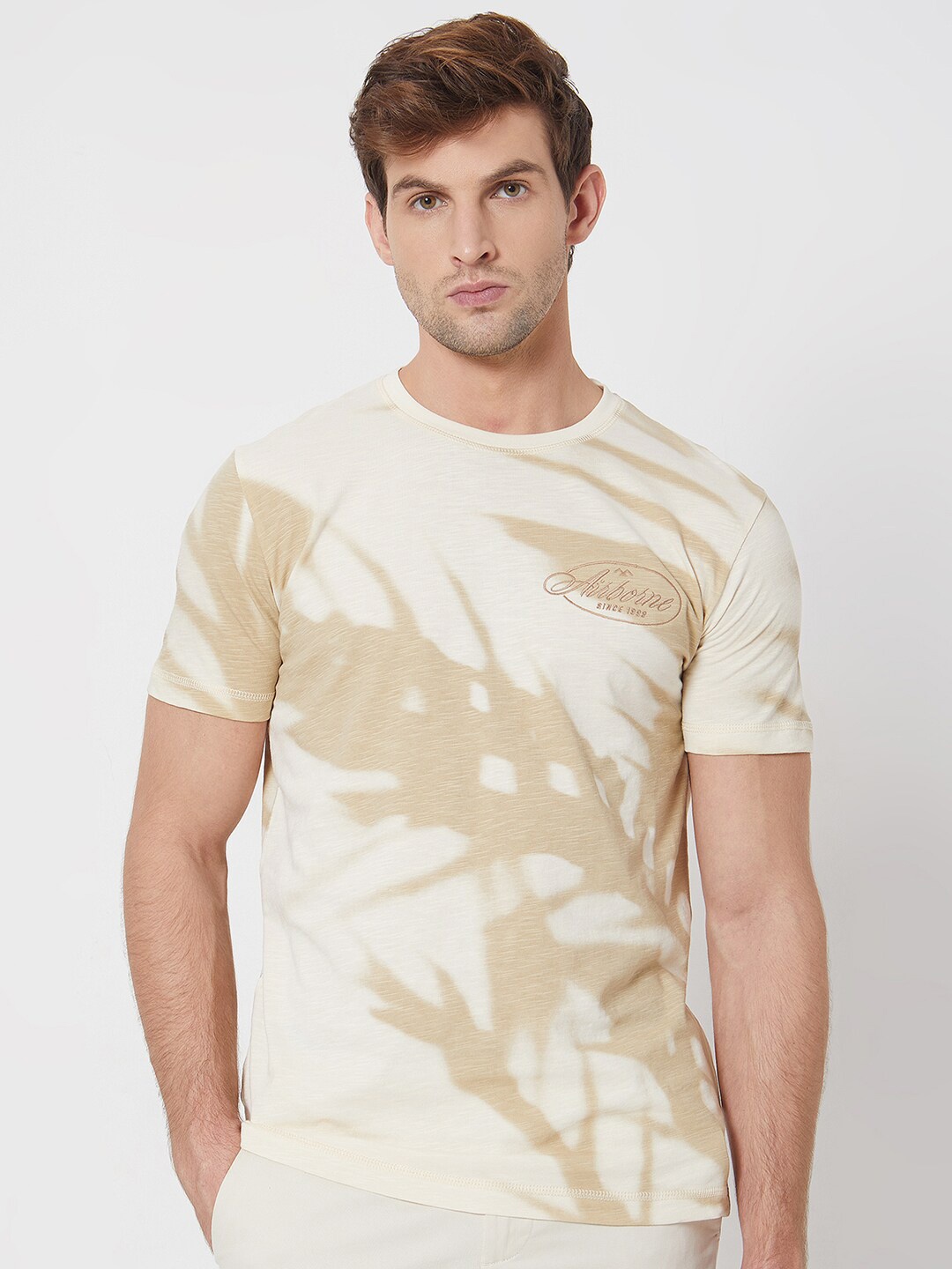 

Mufti Abstract Printed Slim Fit Cotton T-shirt, Beige