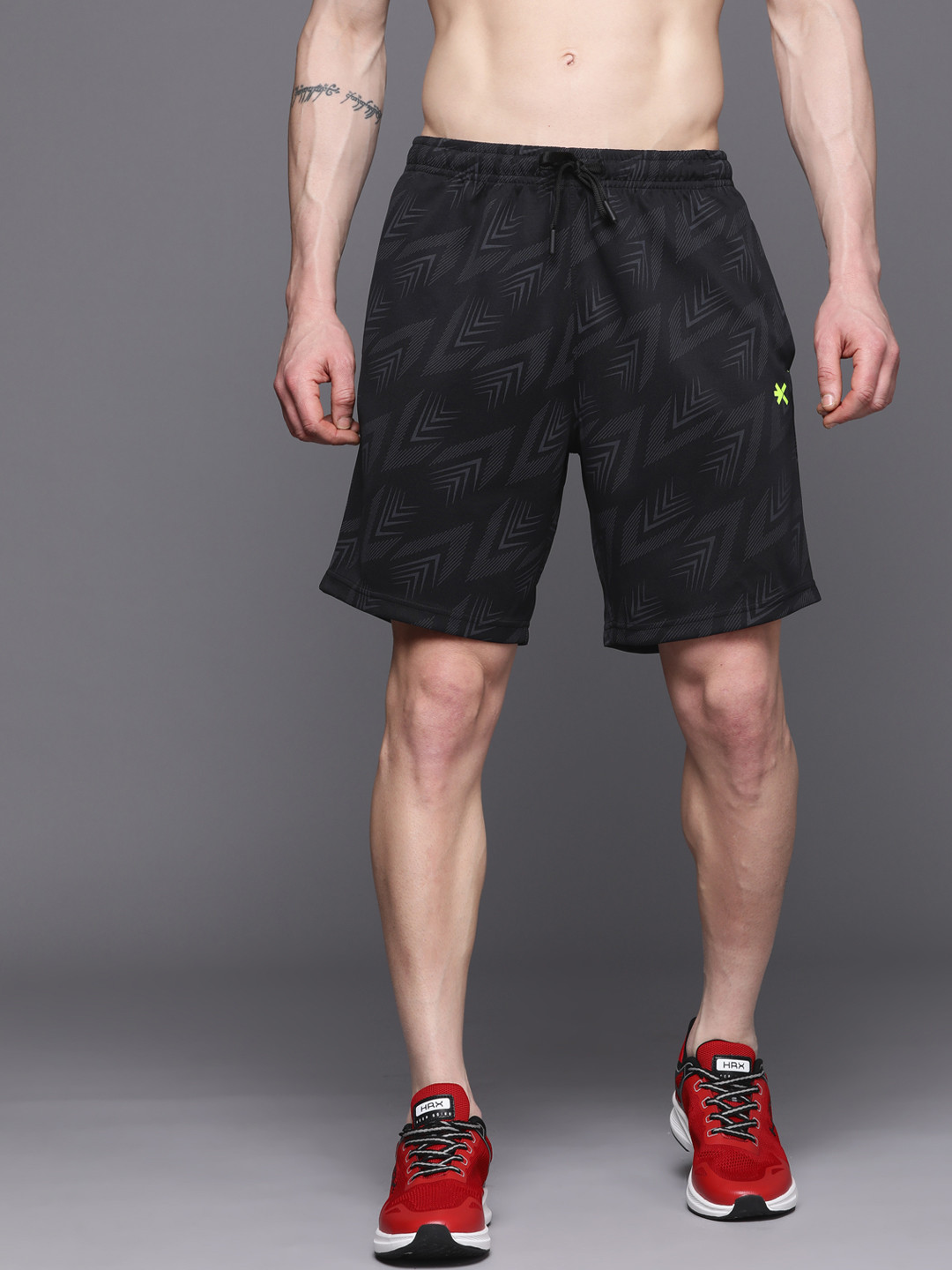 

HRX by Hrithik Roshan Men Geometric Printed Running Sports Shorts, Black