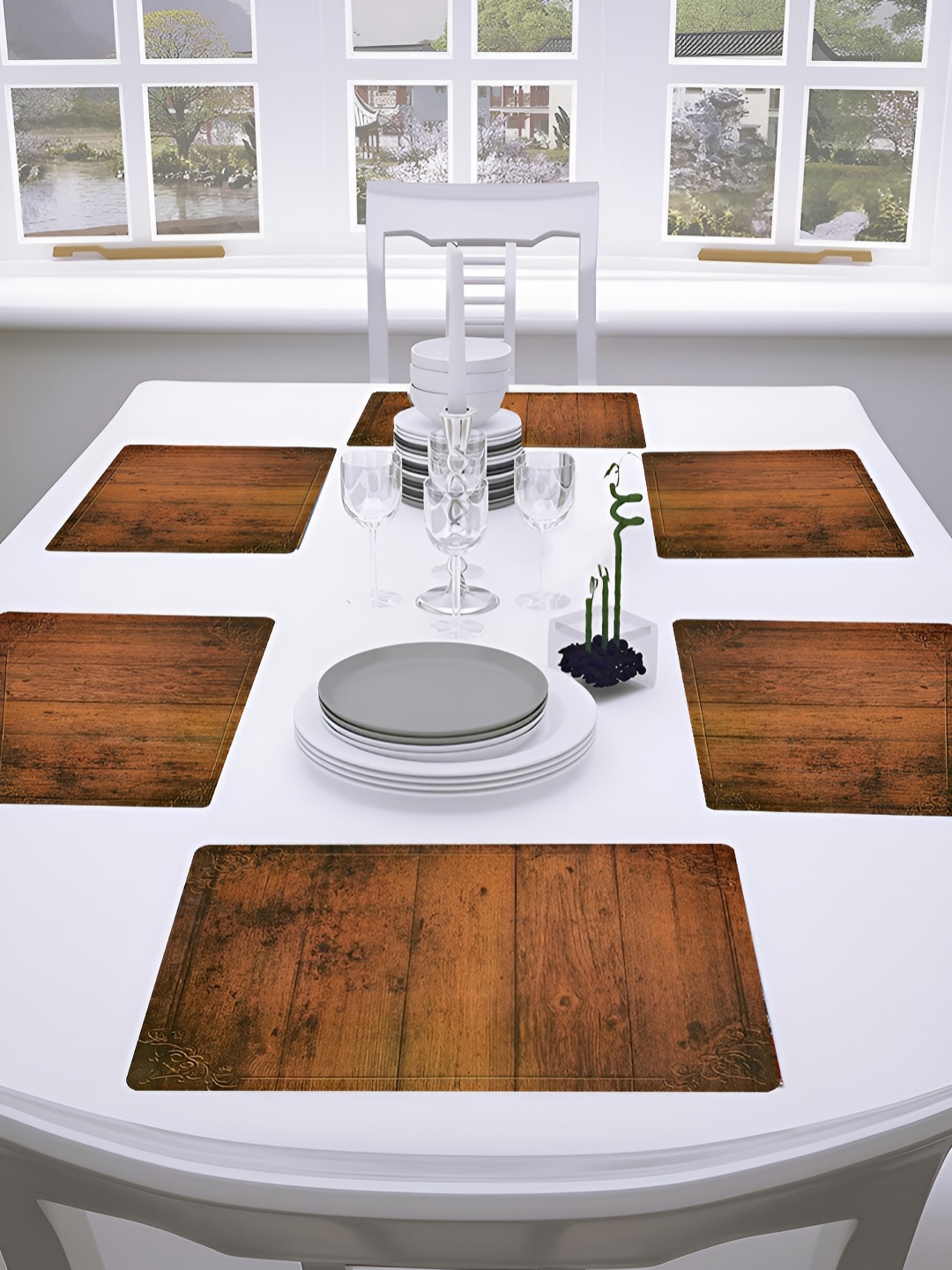 

URBANFIX Brown 6 Pieces Heat Resistant Anti Skid Table Placemats