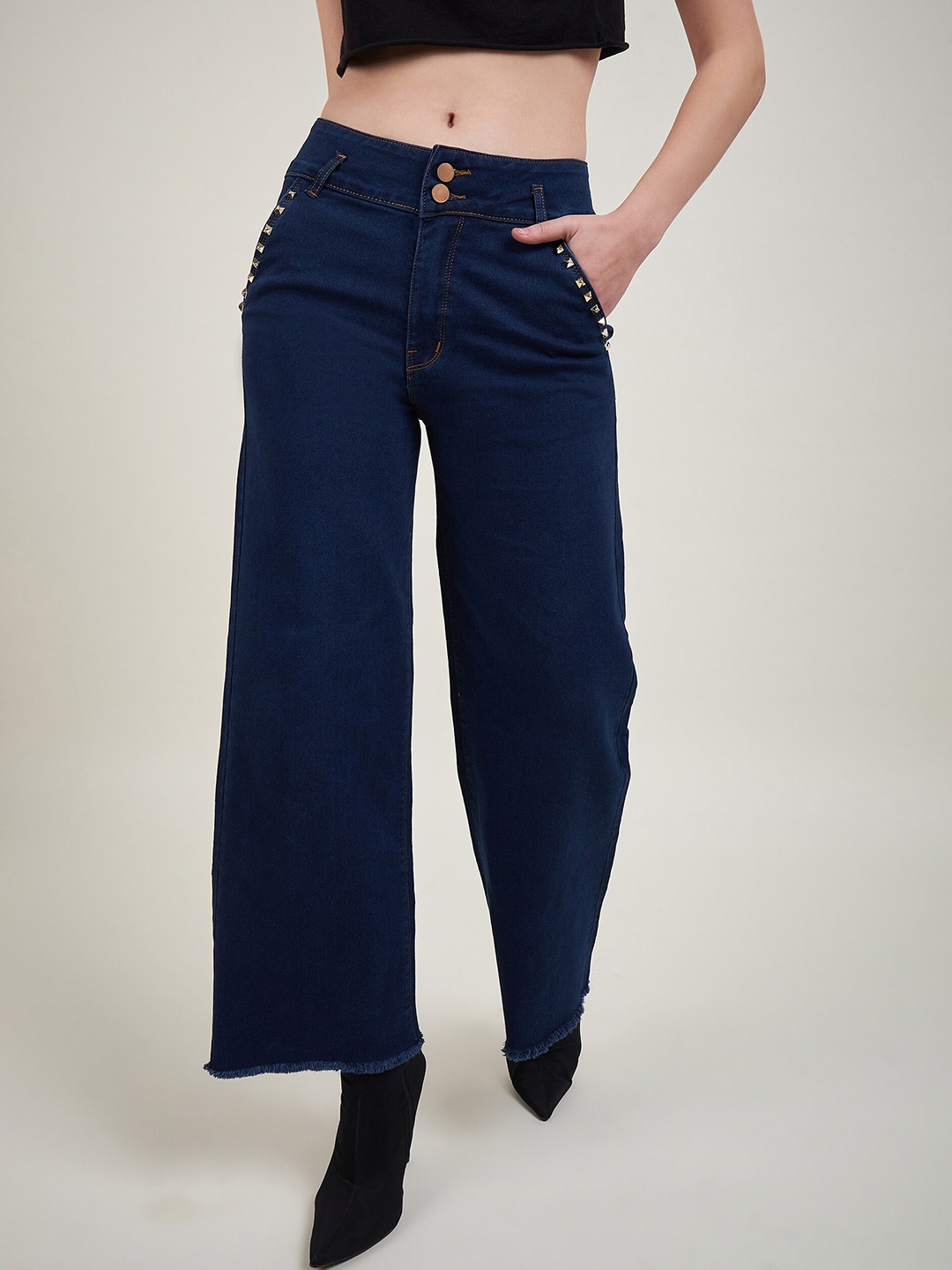 

STYLECAST X KASSUALLY Women Navy Blue Slim Fit Pure Cotton Jeans