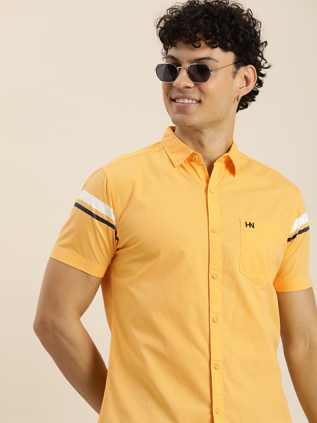 

HERE&NOW Men Slim Fit Solid Casual Shirt, Yellow