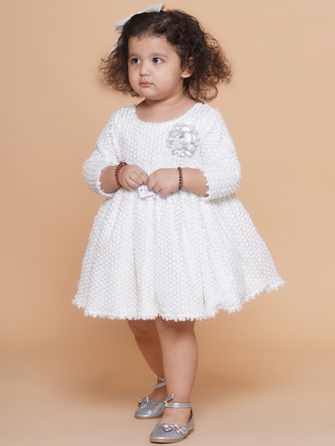 

BAESD Girls Polka Dot Fit & Flare Opaque Casual Dress, White