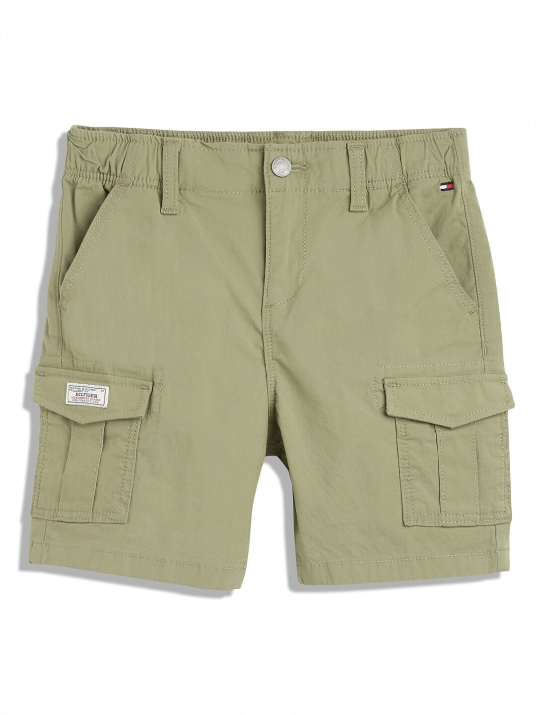 

Tommy Hilfiger Boys Mid-Rise Regular Fit Cotton Cargo Shorts, Green