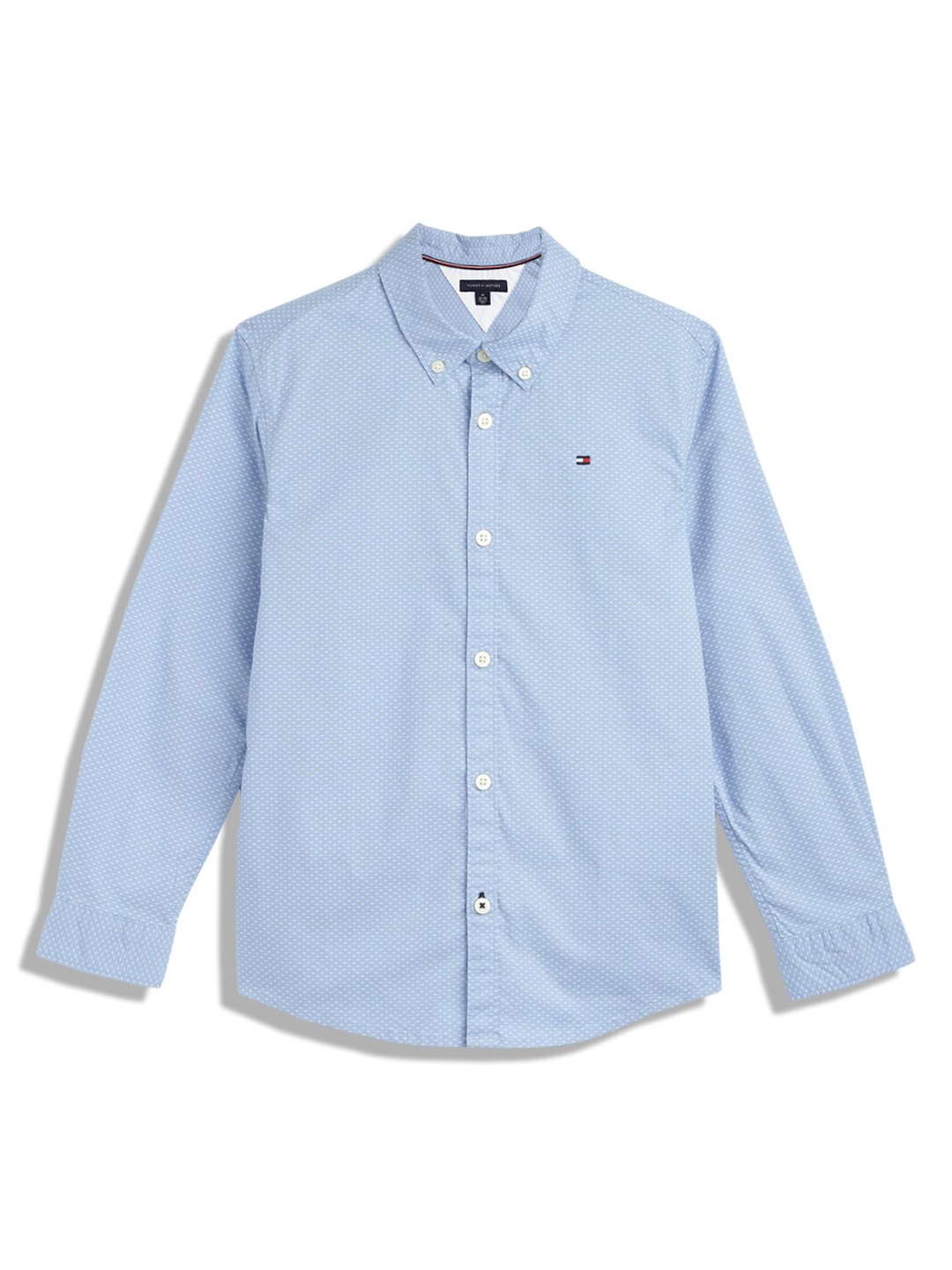 

Tommy Hilfiger Boys Micro Ditsy Printed Button Down Collar Cotton Shirt, Blue