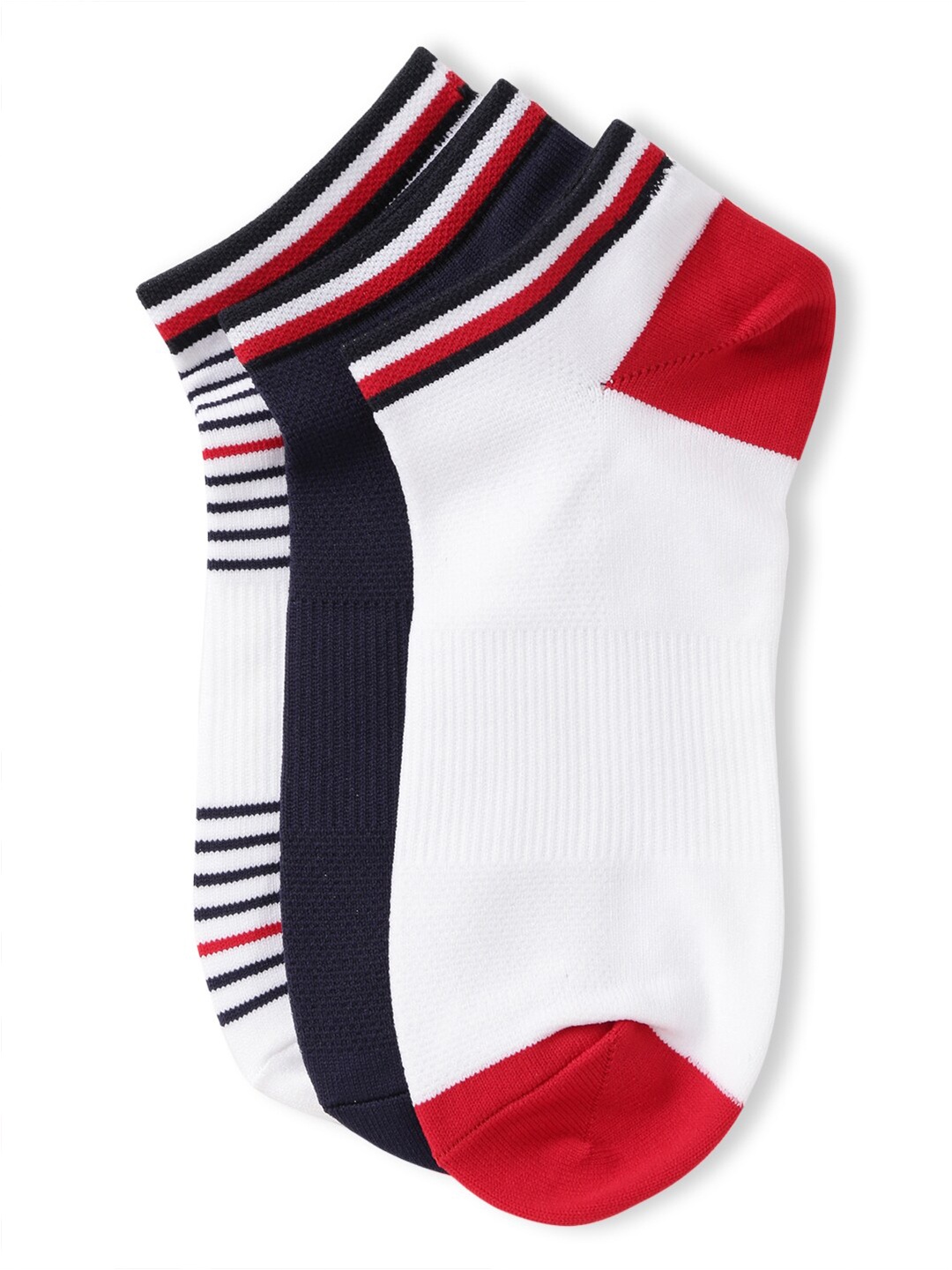 

Tommy Hilfiger Men Pack Of 3 Colourblocked Ankle Length Socks, White