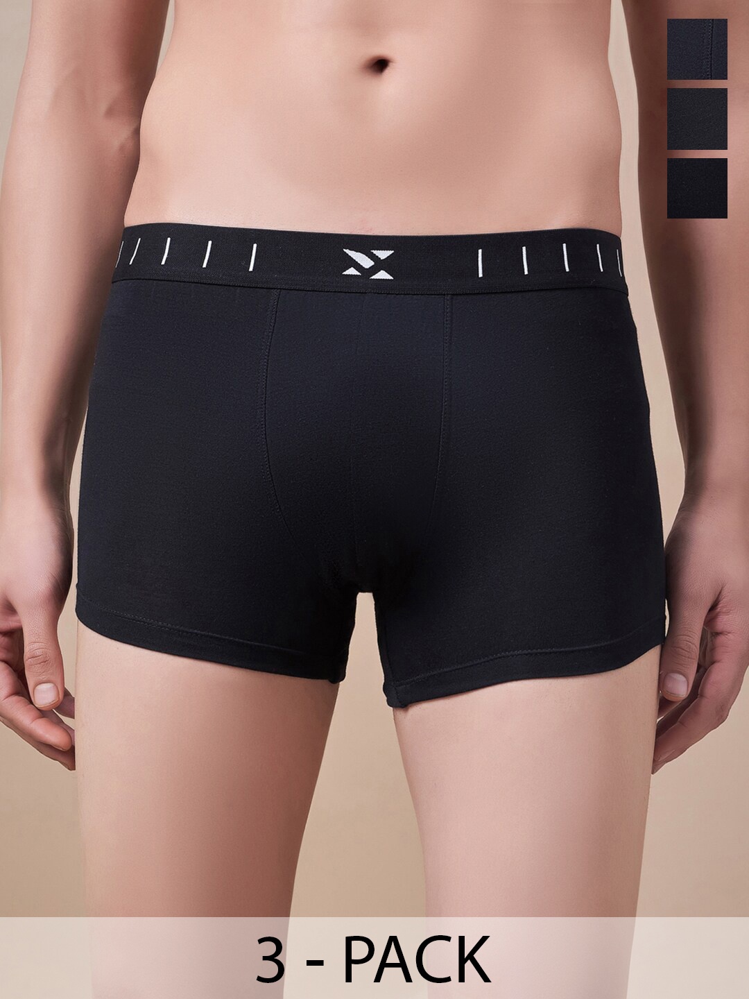 

Masch Sports Pack Of 3 Antimicrobial TrunksTRK-3-SOL-EI-BLK-BLK-BLK, Black