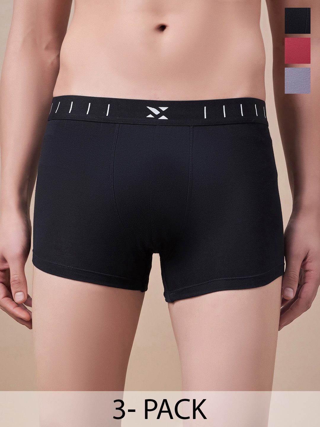 

Masch Sports Pack Of 3 Antimicrobial Trunks TRK-3-SOL-EI-BLK-ET-RED-GRY, Black