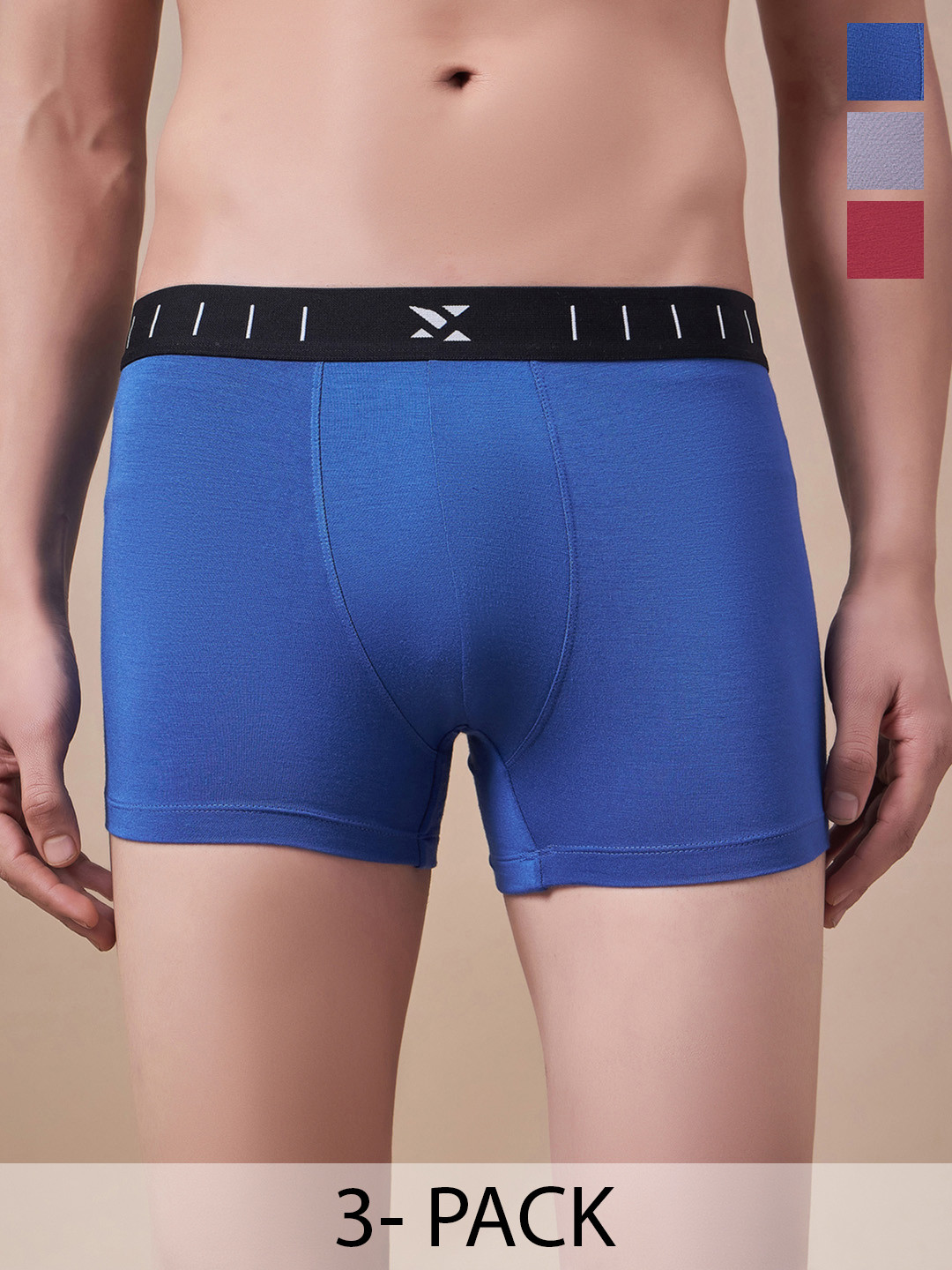 

Masch Sports Pack Of 3 Antimicrobial TrunksTRK-3-SOL-EI-BLU-ET-GRY-RED, Blue