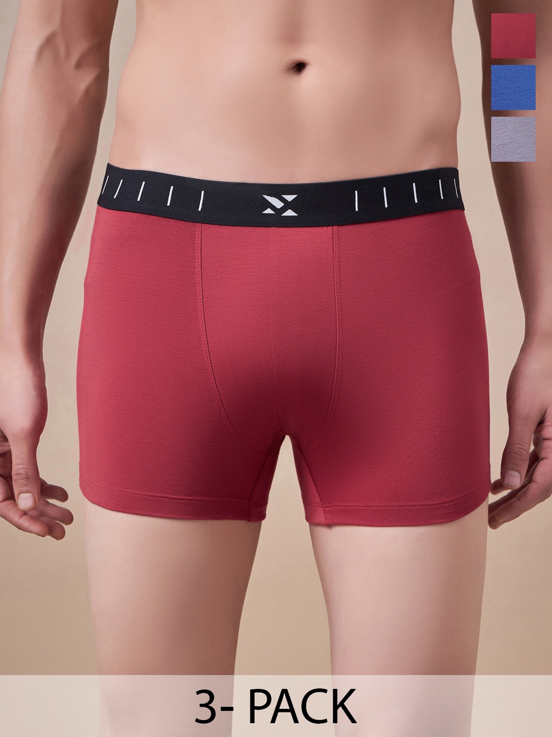

Masch Sports Pack Of 3 Antimicrobial Trunks TRK-3-SOL-EI-RED-BLU-GRY