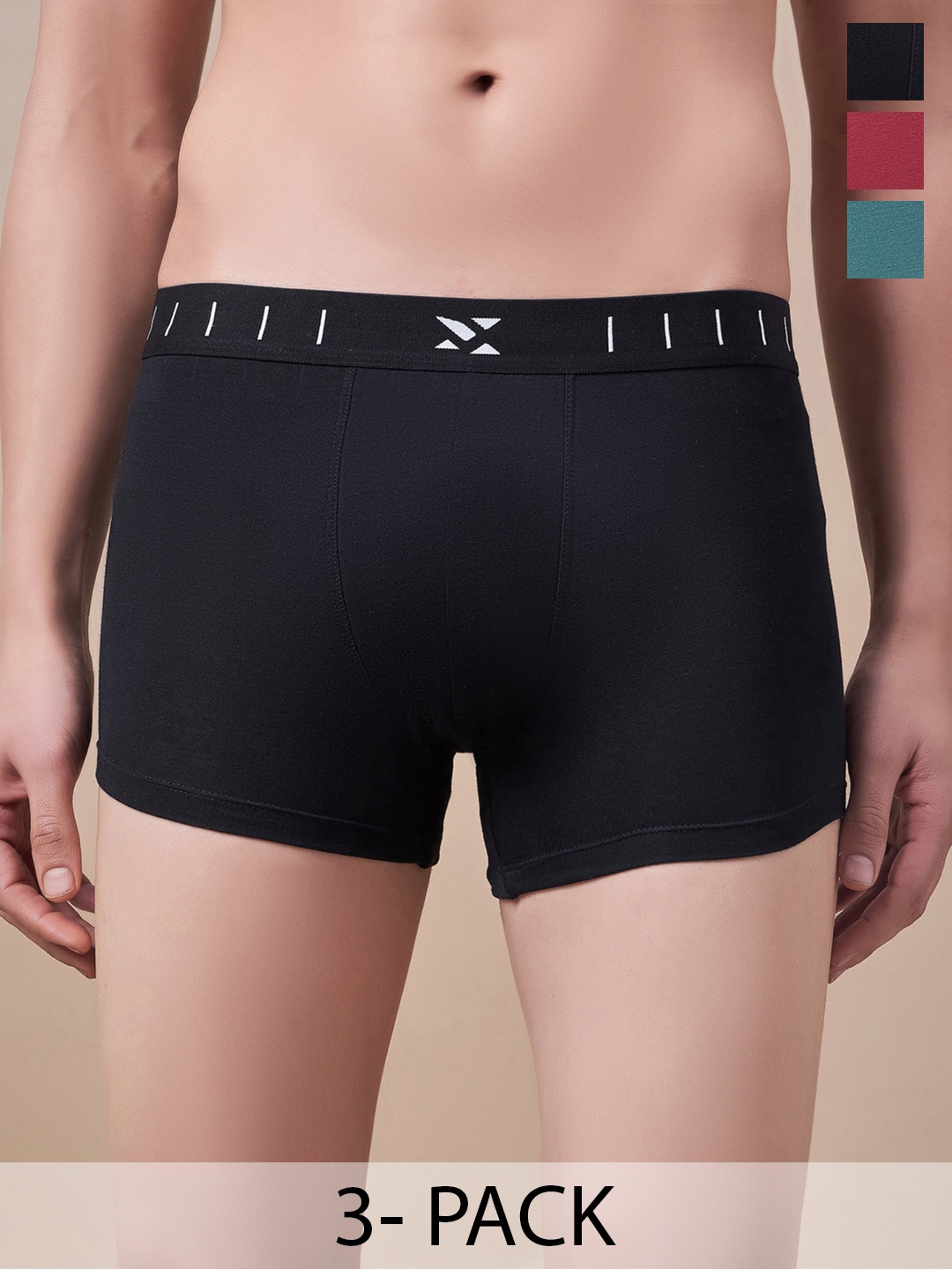 

Masch Sports Pack Of 3 Antimicrobial TrunksTRK-3-SOL-EI-BLK-RED-GRN, Black
