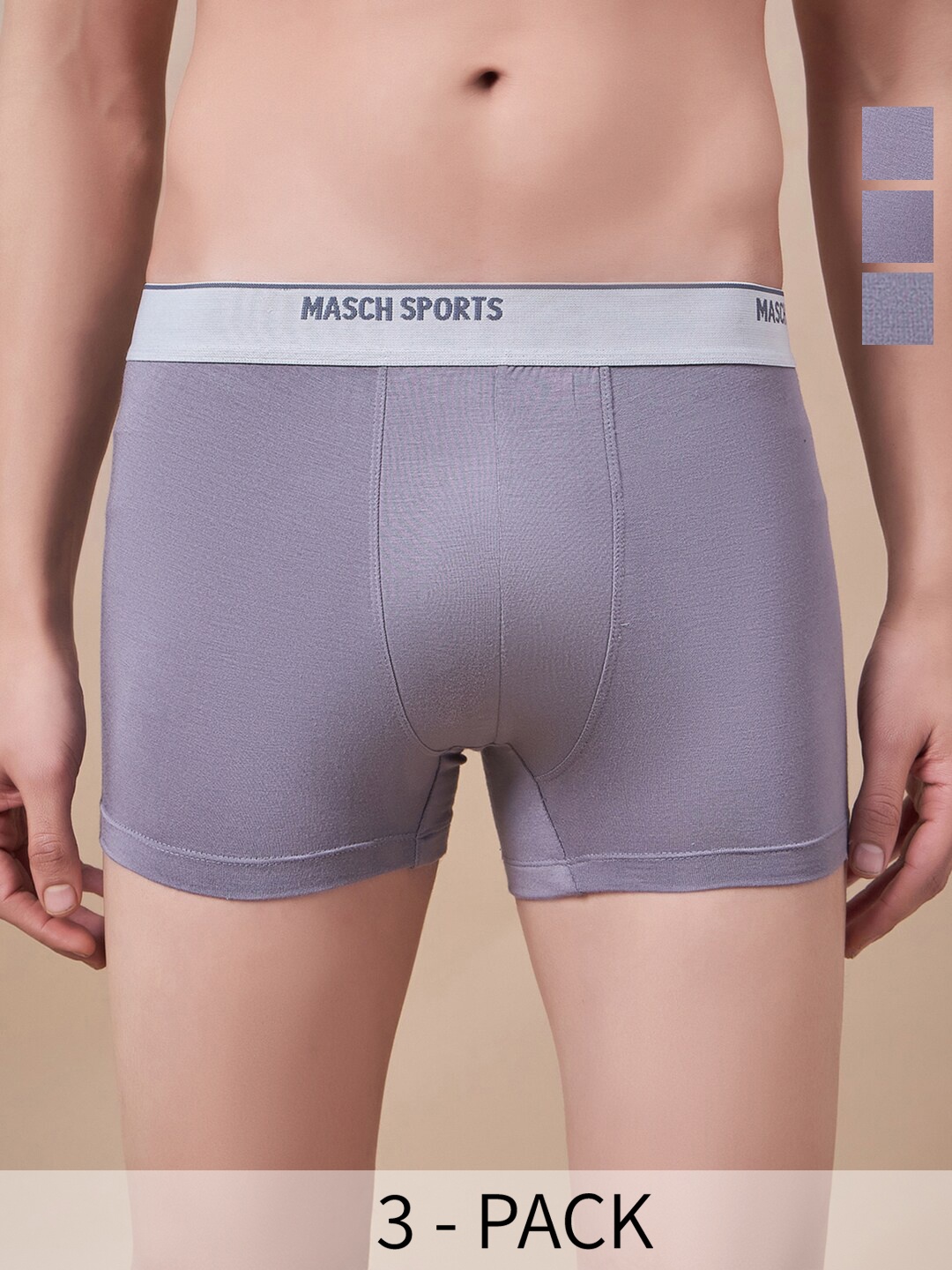 

Masch Sports Pack Of 3 Antimicrobial TrunksTRK-3-SOL-ET-GRY-GRY-GRY, Grey