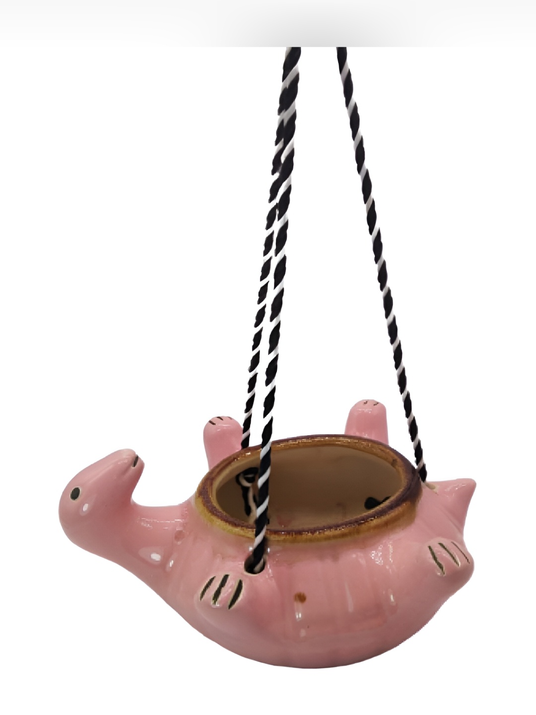 

INDIA MEETS INDIA Pink Ceramic Tortoise Shape Hanging Planter