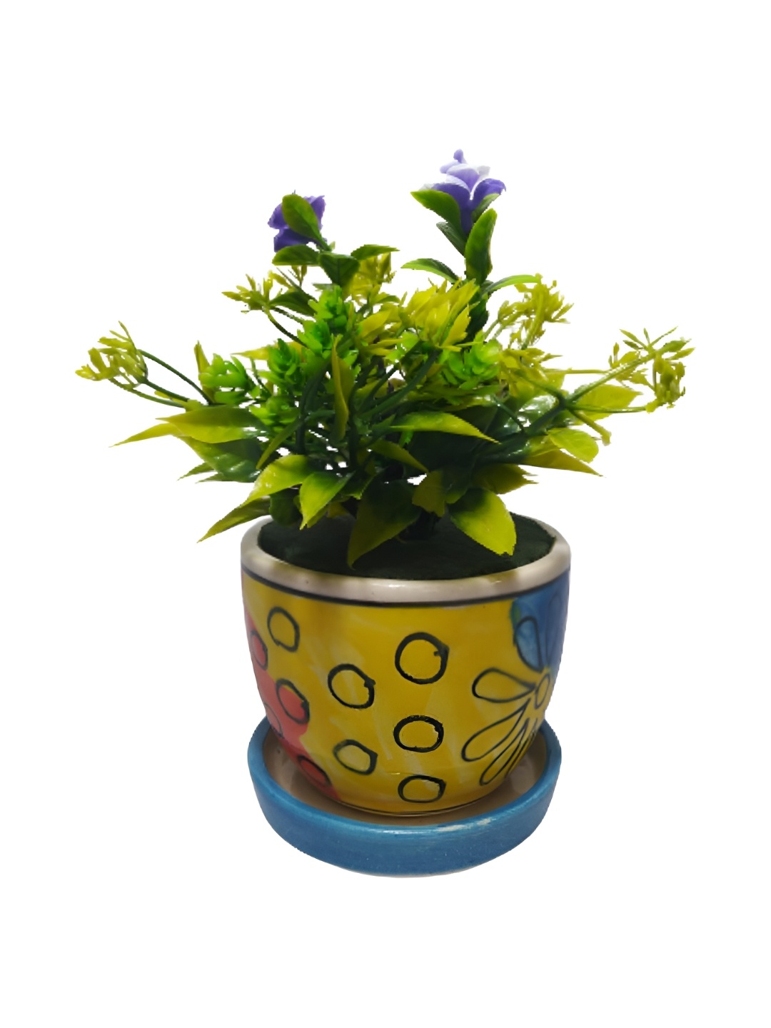 

INDIA MEETS INDIA Yellow & Blue Printed Ceramic Planter