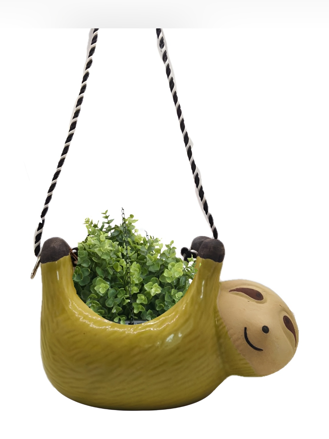 

INDIA MEETS INDIA Green Ceramic Hanging Planter