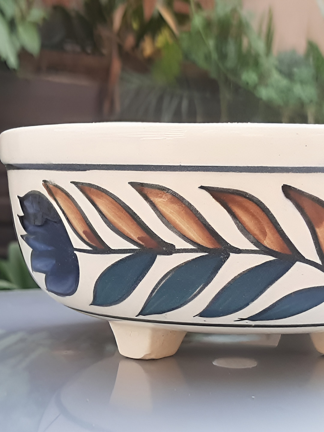 

INDIA MEETS INDIA White Printed Ceramic Bowl Planter