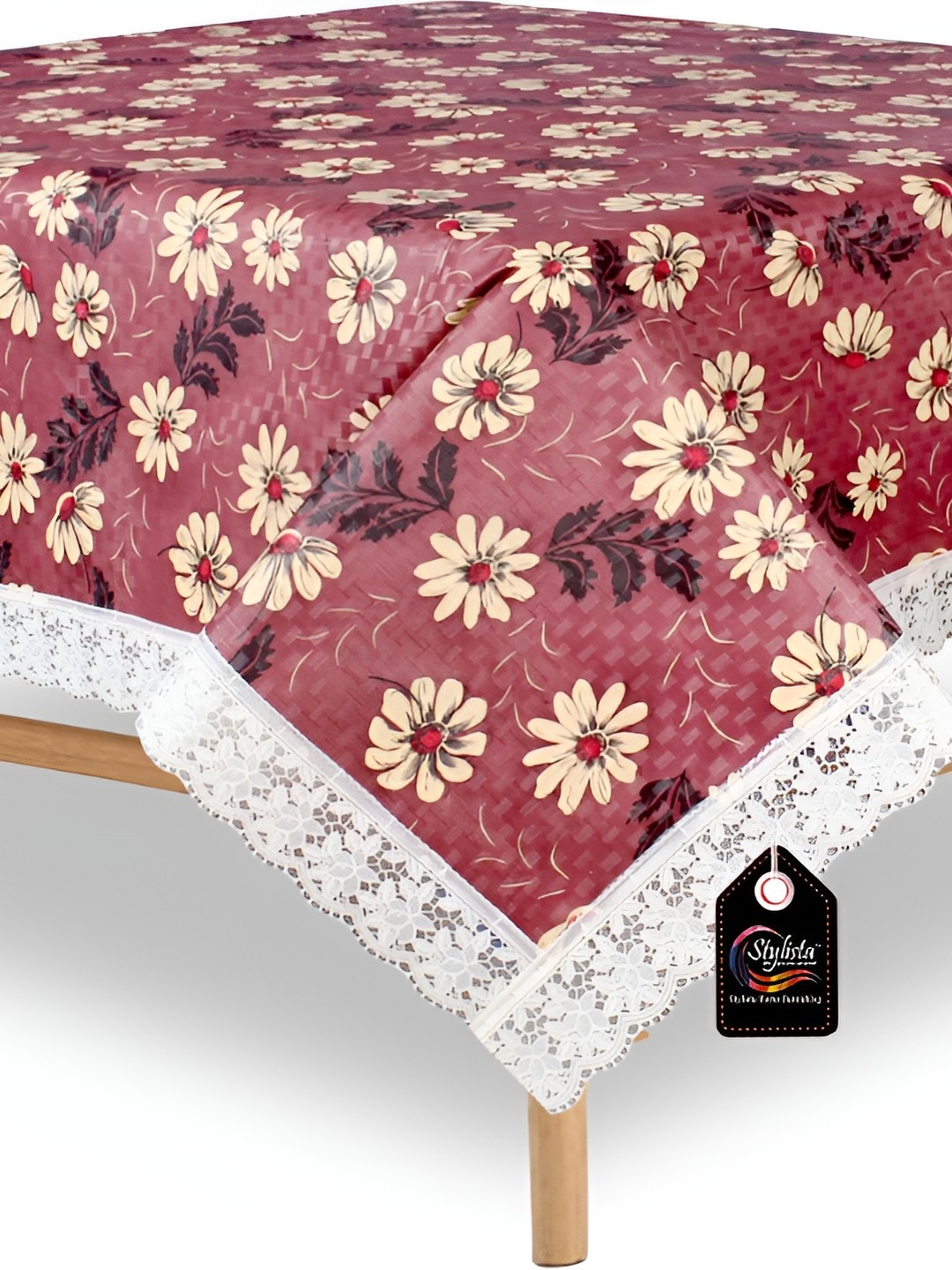 

Stylista Brown & Yellow Floral Square Waterproof 4-Seater Table Cover