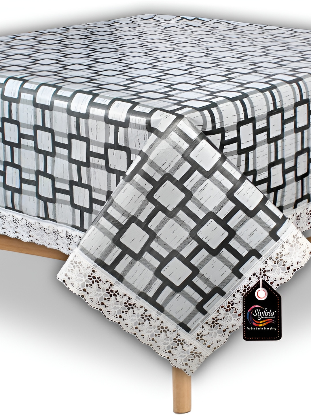 

Stylista Grey & White Striped Waterproof 4 Seater Square Table Cover