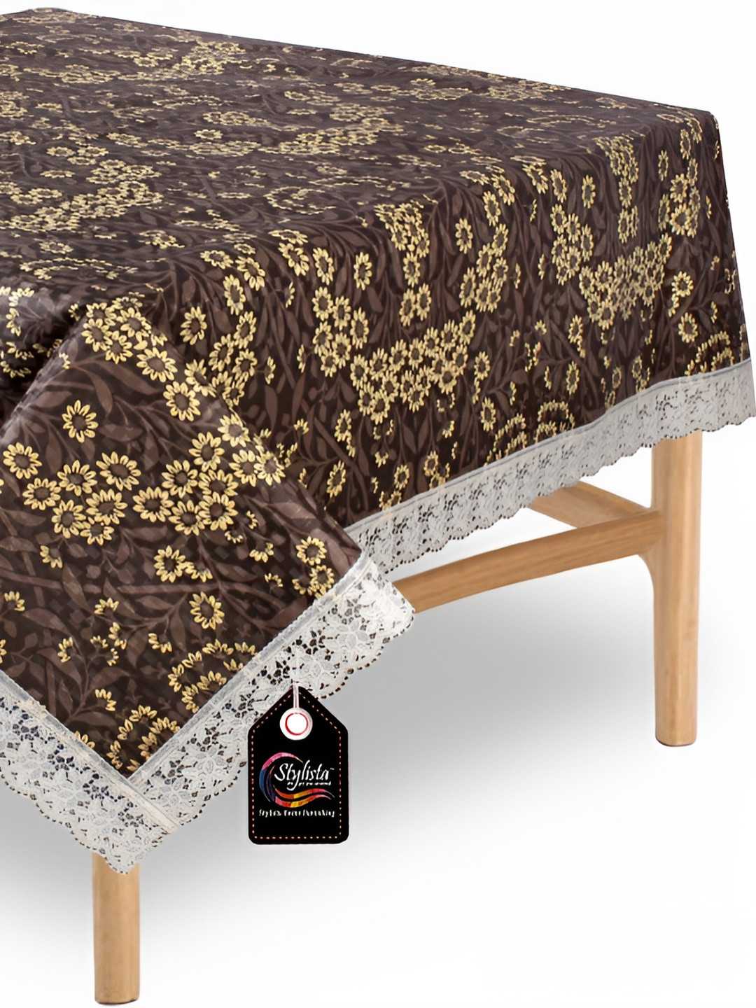 

Stylista Brown 2 Pieces Floral Printed Waterproof Table Cover