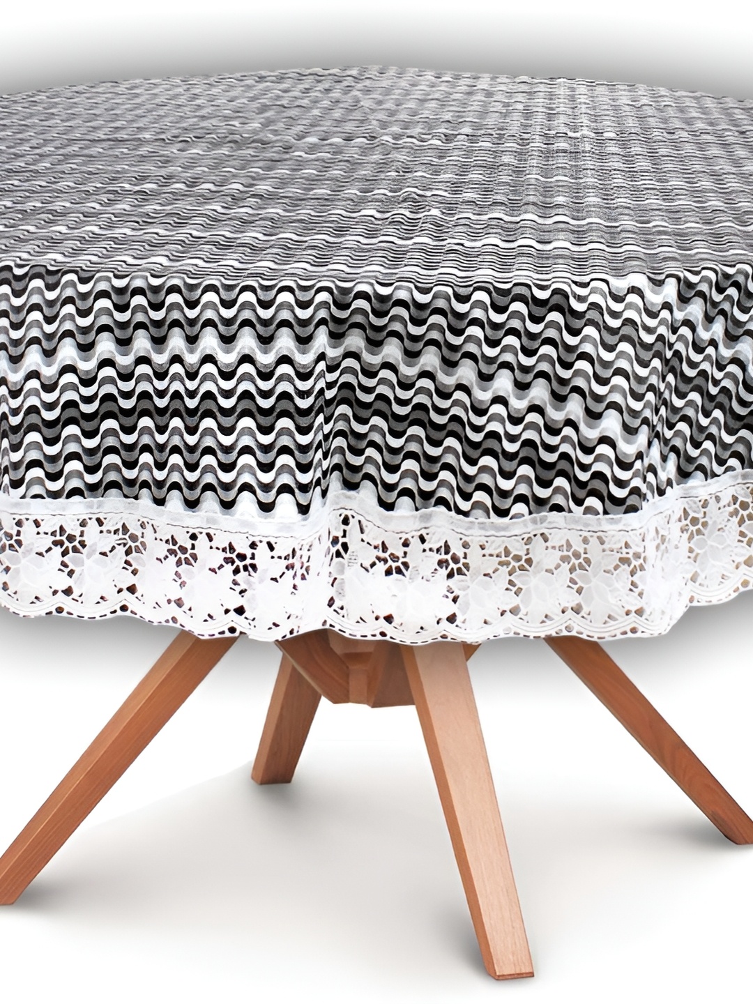 

Stylista Black & white Waterproof Round 6 Seater Table Cover
