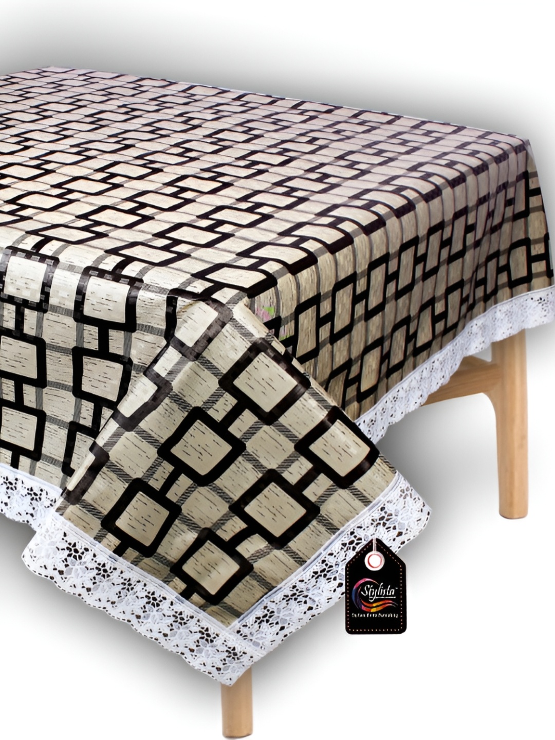 

Stylista Beige & Black Geometric Waterproof 4 Seater Table Cover