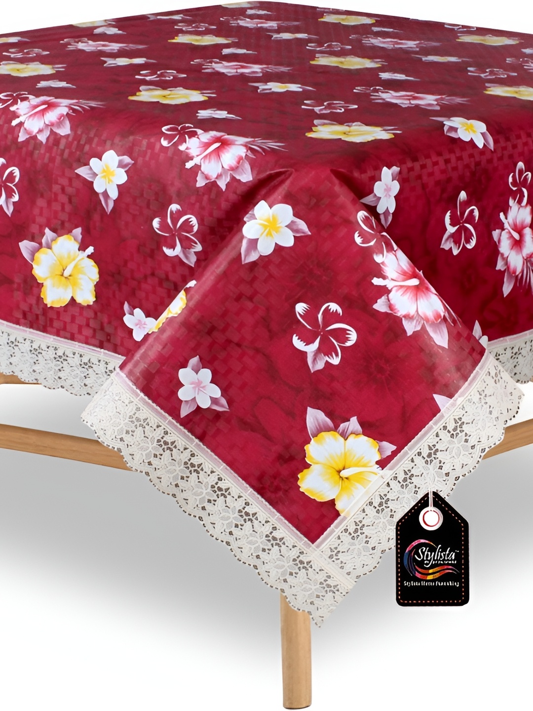 

Stylista Red Floral Waterproof 4-Seater Table Cover