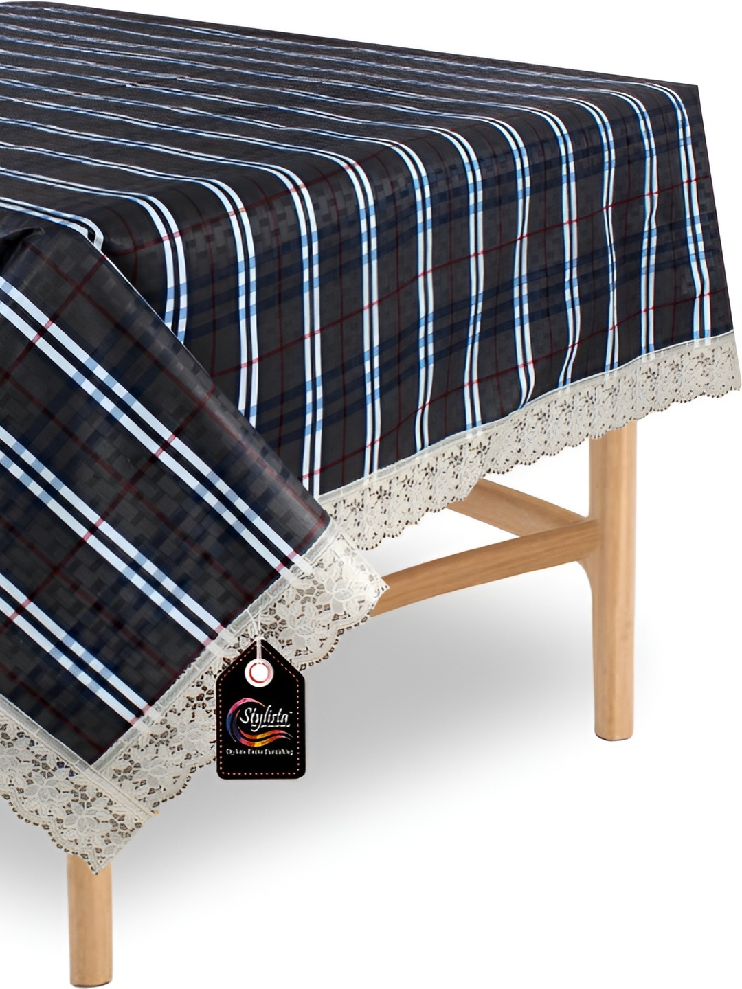 

Stylista Black & Blue Checked Waterproof 2S eater Table Cover