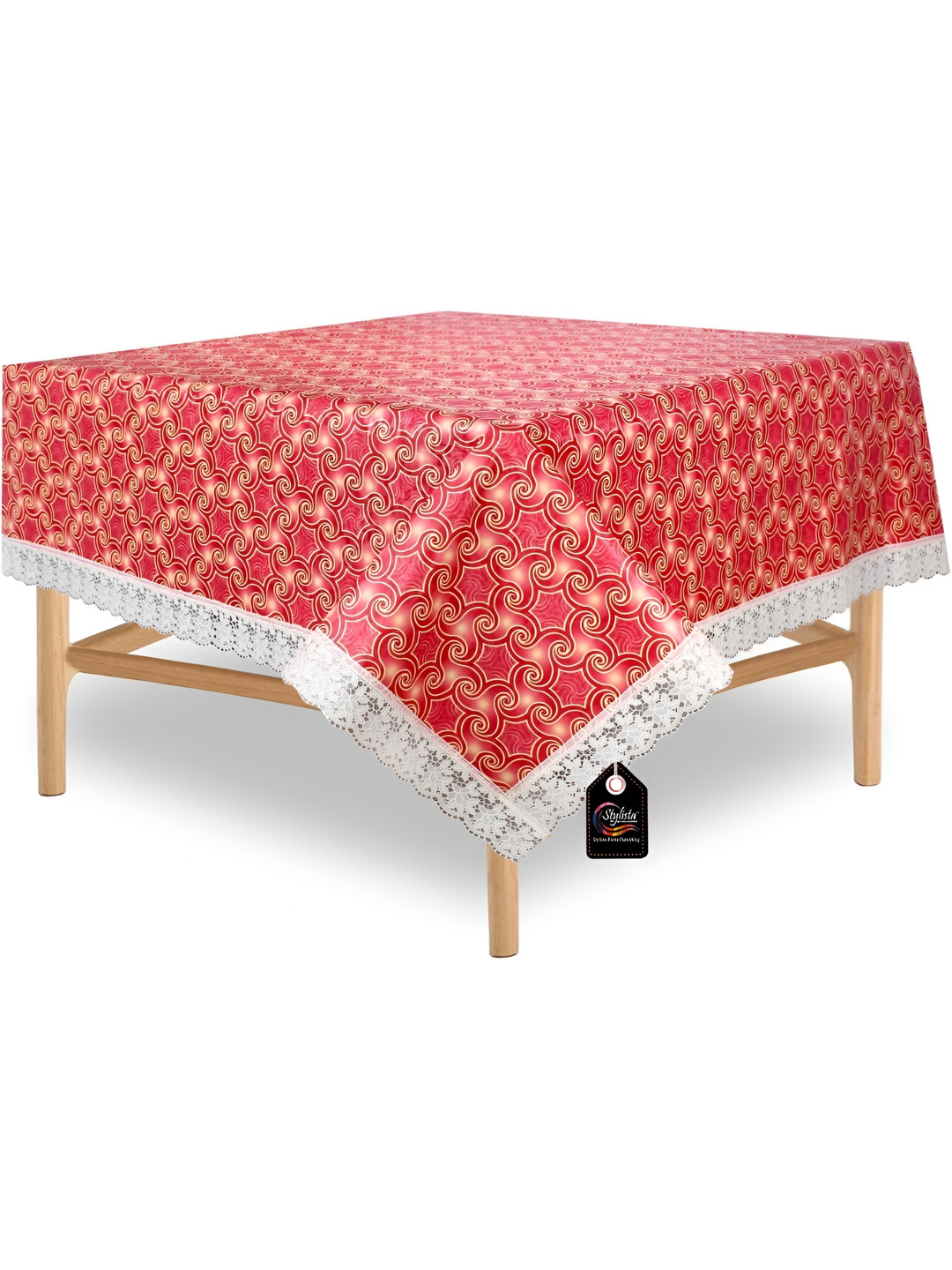 

Stylista Maroon & White Floral Square Waterproof 4-Seater Table Cover