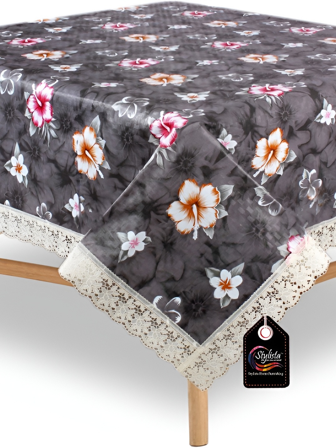 

Stylista Grey & White Floral Printed Waterproof 6 Seater Table Cover
