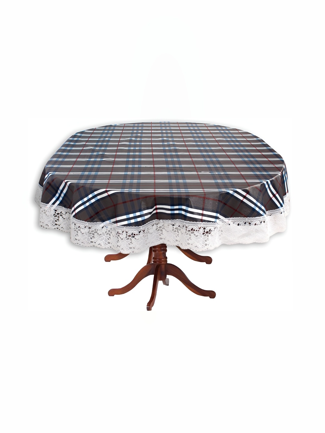 

Stylista Grey & Blue Checked Printed Waterproof 1.52 m x 1 m Oval Table Cover