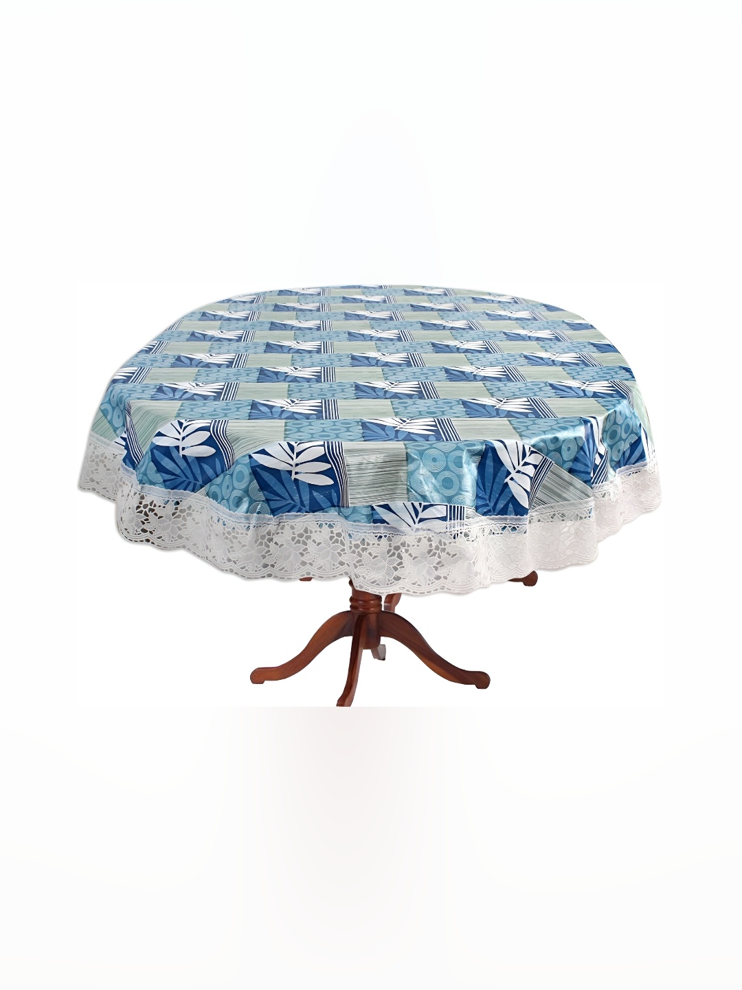 

Stylista Blue & White Geometric Oval Waterproof 4-Seater Table Cover
