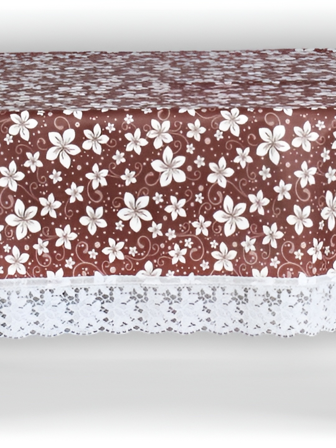 

Stylista Brown & White Floral Printed Waterproof 1.98 m x 1.37 m Oval Table Cover