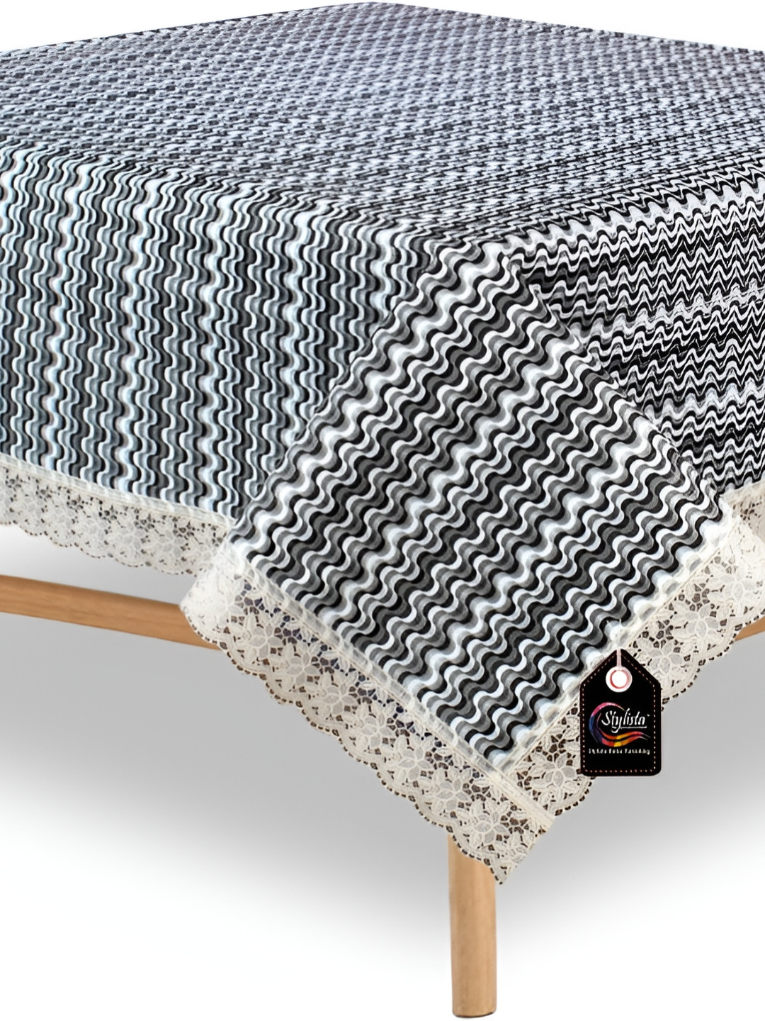 

Stylista Grey & White Printed Waterproof 1.21 m x 1.21 m Square Table Cover
