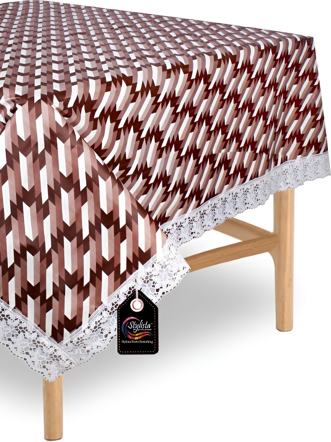 

Stylista Brown & White Geometric Printed Waterproof 6 Seater Table Cover