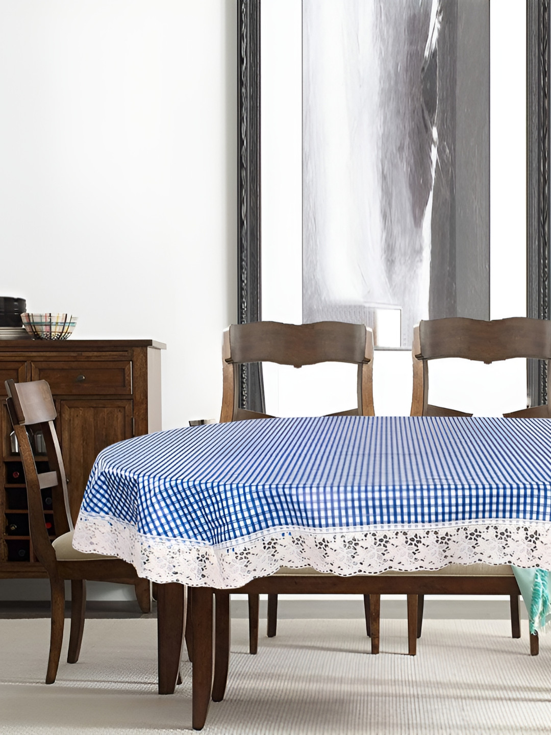 

Stylista Blue 8 Pieces Checked Waterproof Table Cover